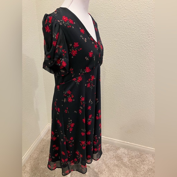 Calvin Klein Black Dress with Red Floral Design - Picture 3 of 10
